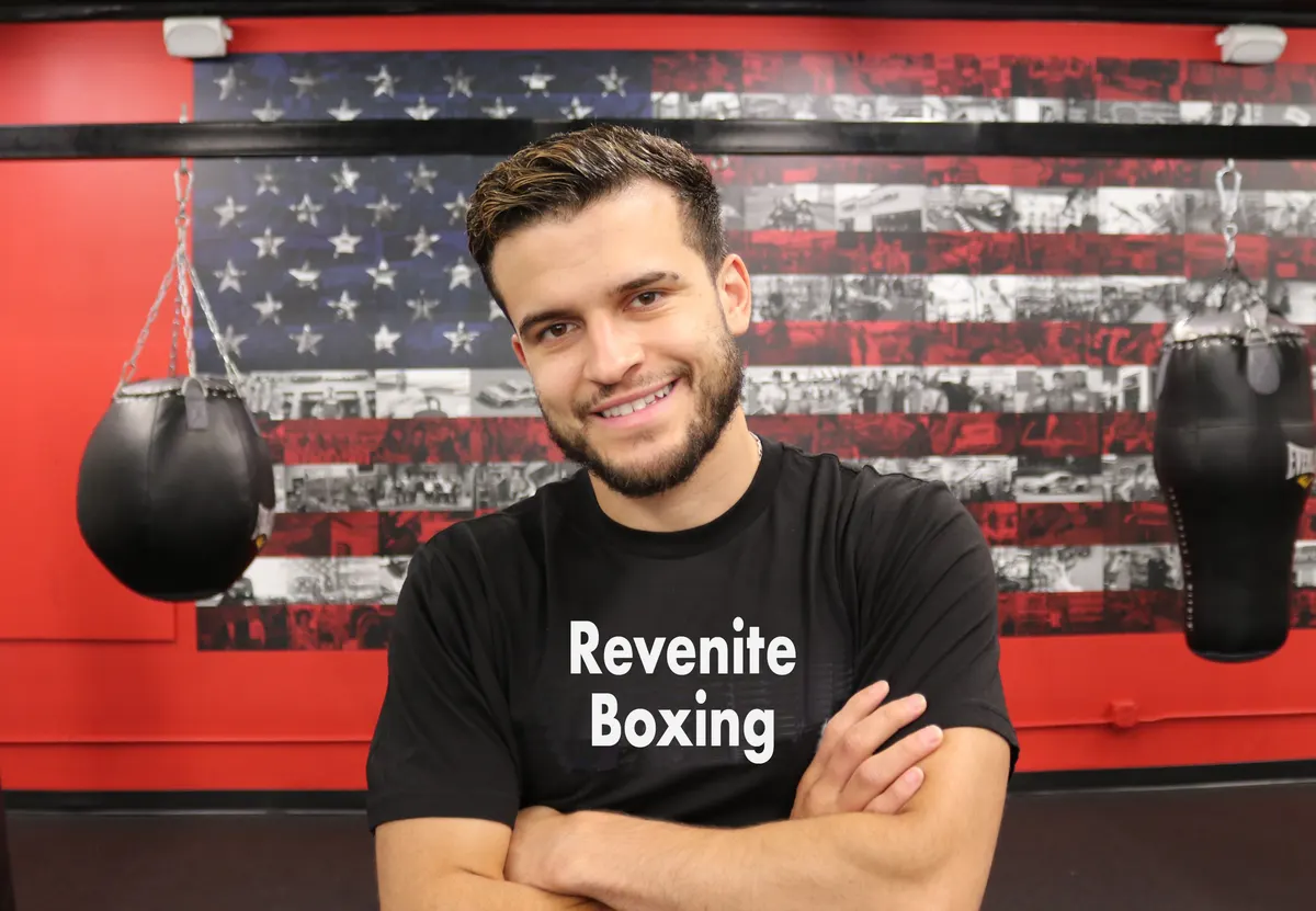 Boxing coach Stephen Perez in his New Rochelle studio